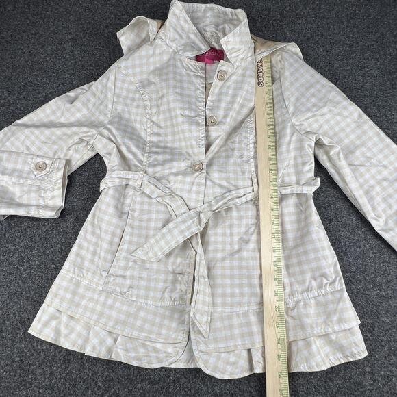 London Fog Beige Gingham Lightweight Trench Coat Jacket | Size L - Picture 9 of 9